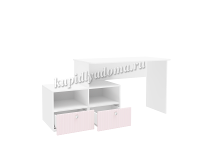 Стол письменный Алиса угловой с ящиками 332.09 (Белый/Розовый)
